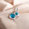Blue Apatite Gemstone 925 Sterling Silver Jewelry Heart Pendant For Wedding Gift CP-3-11