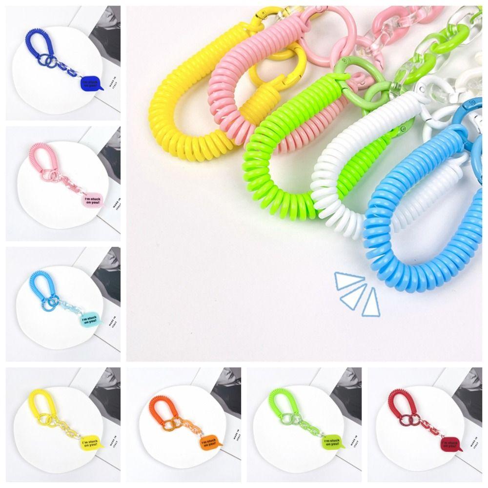 With Metal Clasp Springs Keyring Stretchy Stretchy Spiral Spring Coil Luggage Tags