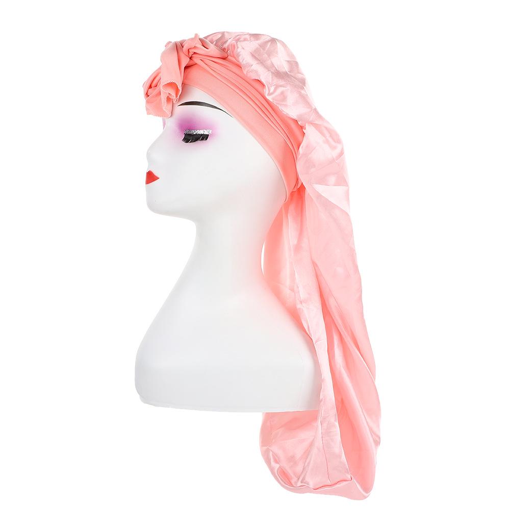 Длинный шелковый атласный платок-боннет для женщин - Защита волос с завязкой-бантом