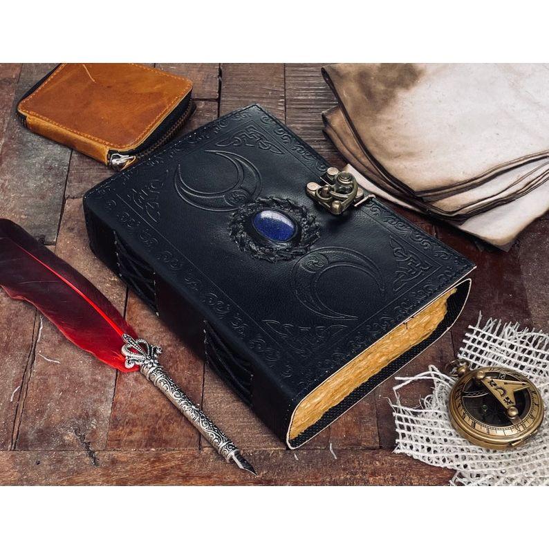 Кожаный журнал «Тройная Луна»: Лапис Камень Книга Теней