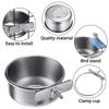 Stainless Steel Bird Food Box Cage Clamp Stainless Steel Disc Parrot Feeding Cup Bird Feeding Plate Removable Small Animal Birdc