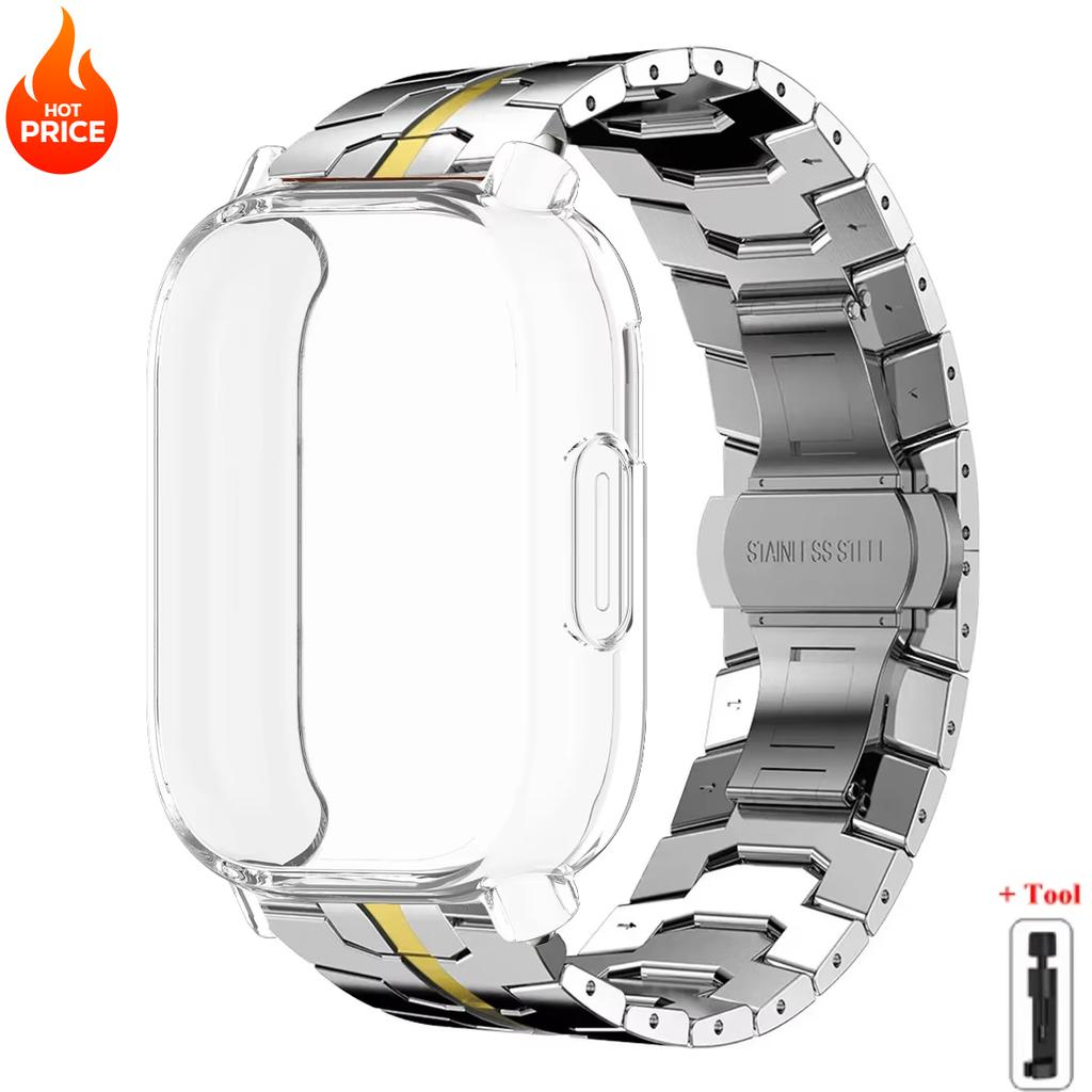 Чехол+Ремешок Для Redmi Watch 5 Active Мягкий ТПУ Чехол Для Xiaomi Redmi Watch 5 Lite Роскошный Металлический Ремешок Для Часов Браслет из Нержавеющей Стали