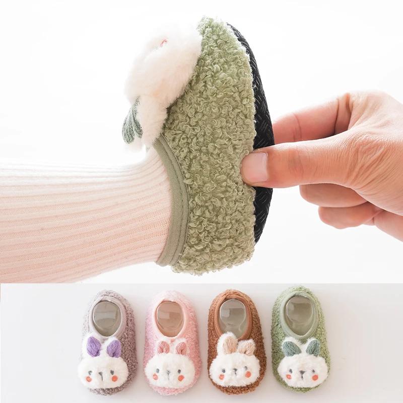 Warm Plush Baby Slippers Autumn Winter Toddler Floor Sock Shoes Boy Girl Children Soft Anti-slip Walking Shoes Indoor Kids Shoes