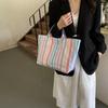 Stripe PVC Striped Tote Bag Letter Print Letter Prints Handbags  Grocery Handbag