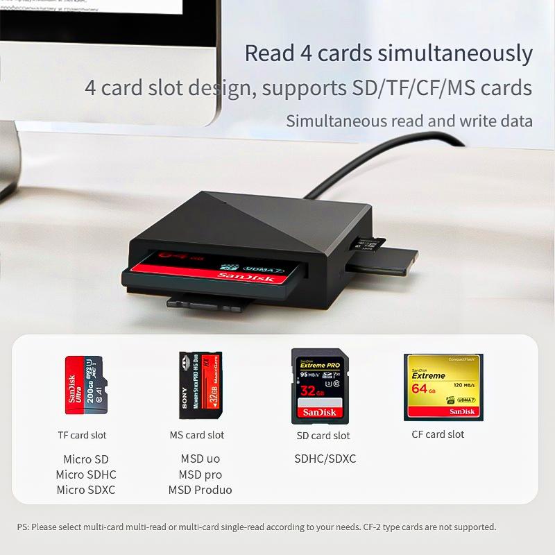 Longima All One 4-в-1 USB 3.0 Картридер Внешний SD TF MS Слоты Plug&Play ABS Корпус Ноутбук Частная Форма CN/GUA