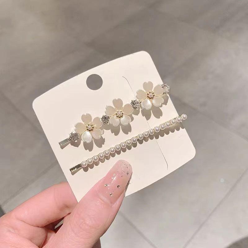 Жемчужная заколка для волос с цветком из страз «Кошачий глаз» - Элегантная боковая заколка для челки и пушистых волос