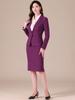 Деловой юбочный костюм Allegra K, блейзер с длинным рукавом и юбка-карандаш, комплект из 2 предметов, однотонный, для работы, повседневный, женский, фиолетовый, размер M