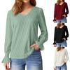 Women's Fashion Solid Color V-neck Autumn Long Sleeve T-shirt Top For Women