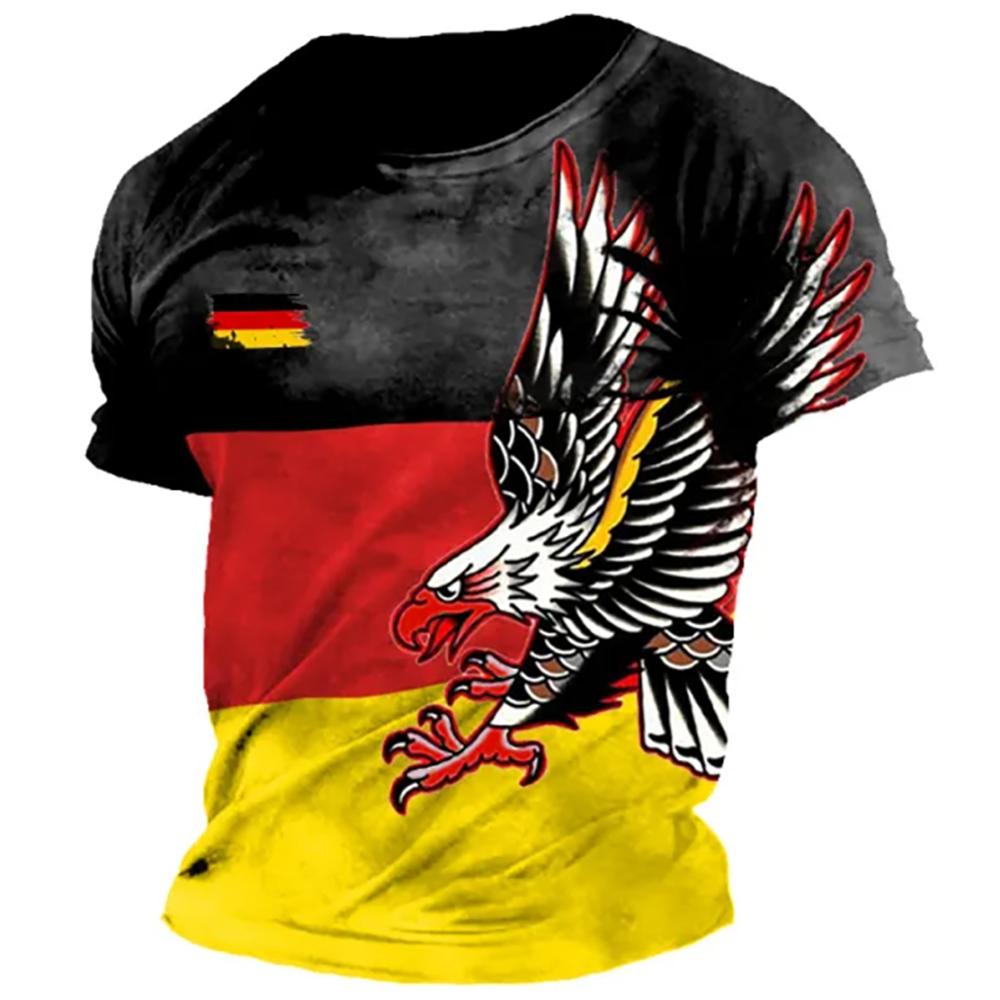 Germany National Flag Print Men's T Shirt Outdoor Football Sports Jersey Summer Casual O-neck Short Sleeve Tees Fashion Fan Tops