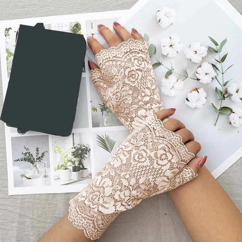Женские солнцезащитные перчатки для улицы, кружевные перчатки с защитой от УФ-излучения, варежки для езды на велосипеде, модные солнцезащитные перчатки на лето, сексуальные, 1 пара