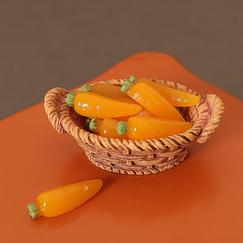 1/12 Dollhouse Simulation Vegetable Basket Set Dollhouse Vegetables Decoration Dolls House Miniature Kitchen Play Toys