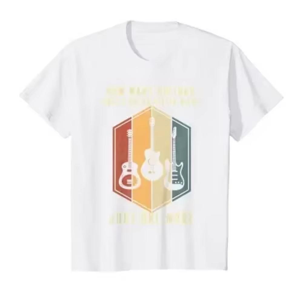 Сколько гитар Подарки для мужчин Гитаристы Музыка Винтаж Футболка Графические футболки Ежедневно Четыре сезона Футболки O-образный вырез