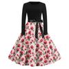 Women's Fashion Round Neck Casual Slim Valentine's Day Printed Long Sleeve Dresses