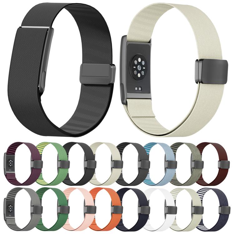Metal Frame Magnetic Clasp Inner Twill Nylon Arm Band for Amazfit Helio Replacement Strap