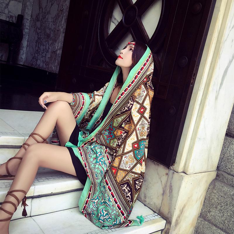 Thickened Women'S Travel Photography Shawl, Women'S Ethnic Style Scarf, Dual-Use Air-Conditioned Room Cloak