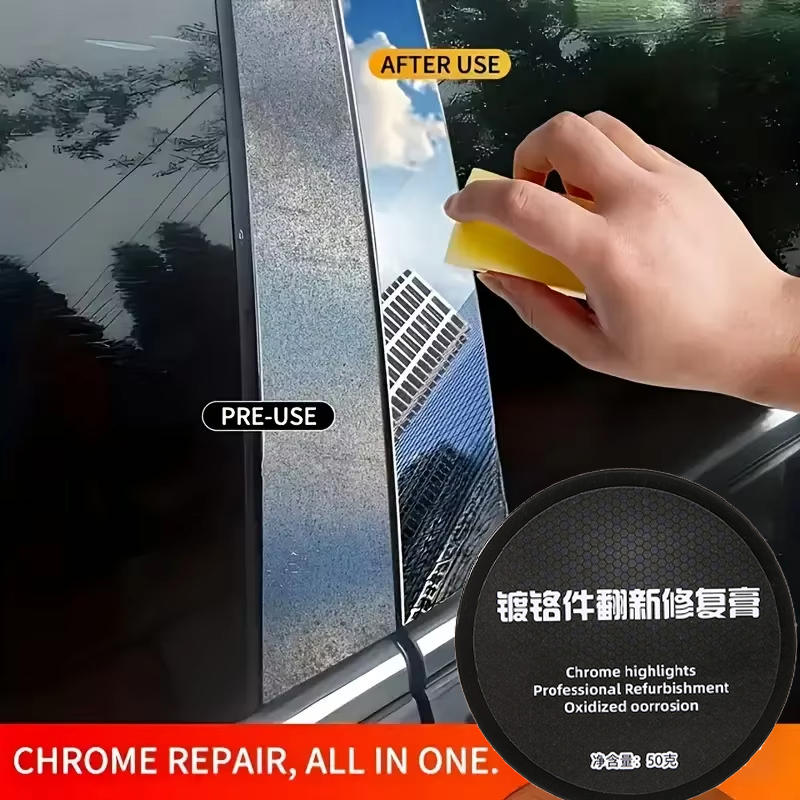 Паста для полировки и восстановления хрома автомобиля - Полироль для металла для дверных ручек, оконных молдингов - Удаляет ржавчину, водяные пятна и окисление