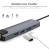 Многопортовый адаптер док-станции USB-концентратора TypeC 5IN1 с 4K HD RJ45 Ethernet USB 3.0 PD