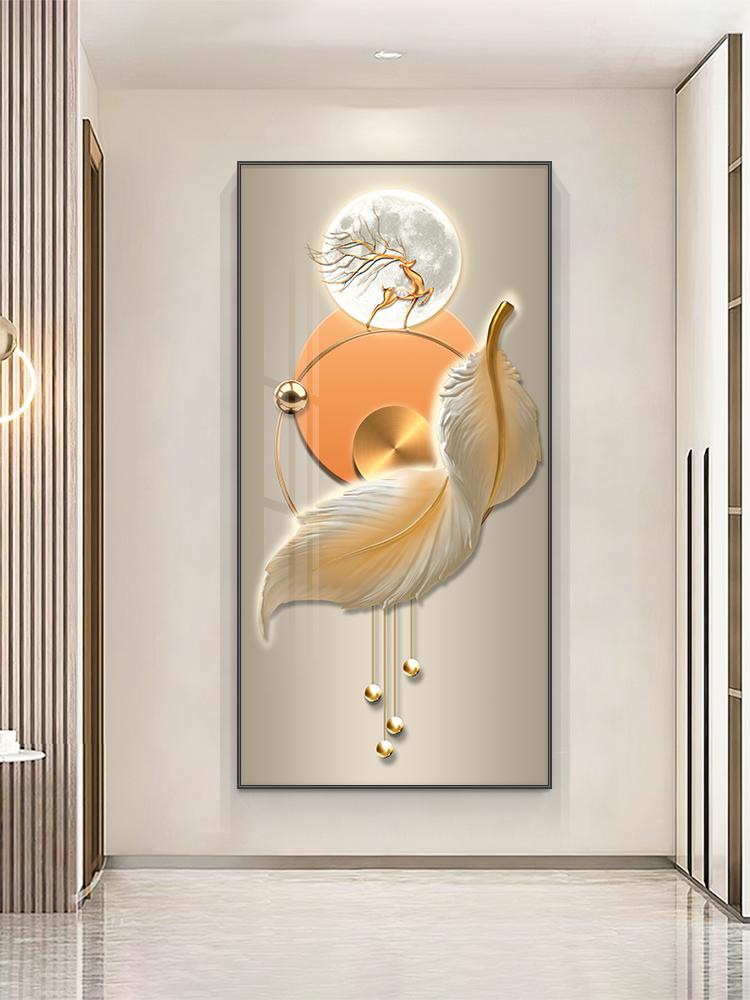 New Chinese Decorative Painting, Golden Deer Canvas Painting, Luxury Rich Tree Posters and Prints, for Porch Living Room Decor