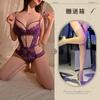 Hollow and thin sexy underwear sexy onesie temptation strap perspective lace free purple