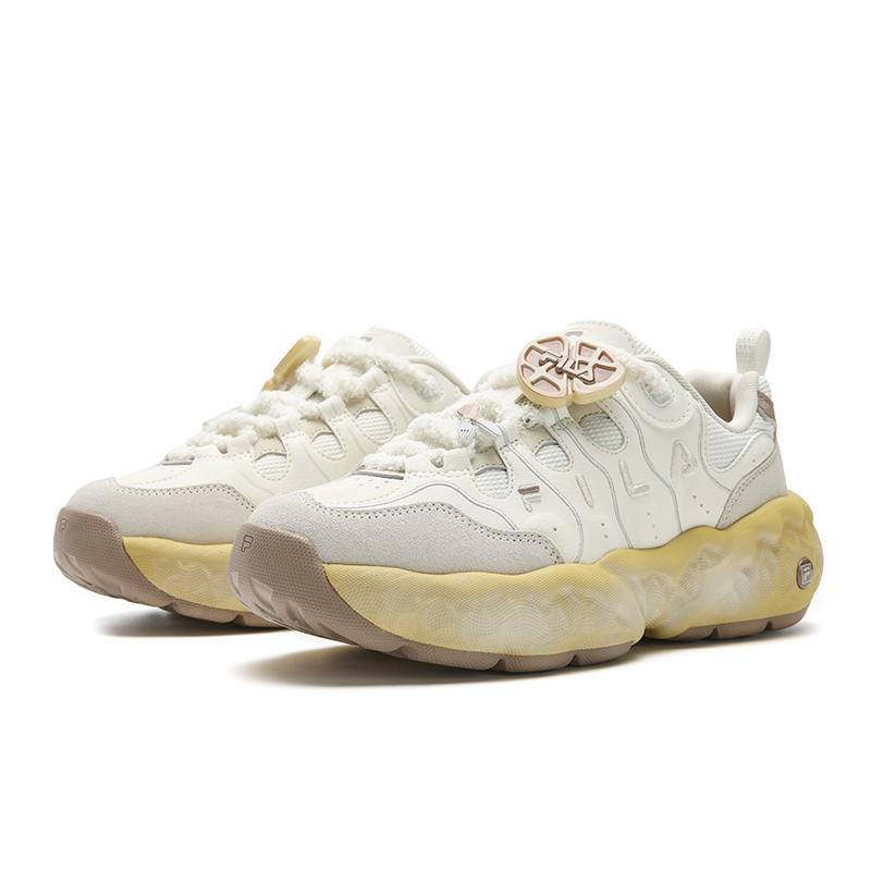 FILA MUFFIN Cushioning Abrasion Resistant Lightweight Low top Chunky Sneakers Women's Butter Maple Syrup F12W544103FTF