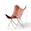 Индийское антикварное кожаное кресло-бабочка Tan Relax Arm Chair Home Décor Lounge