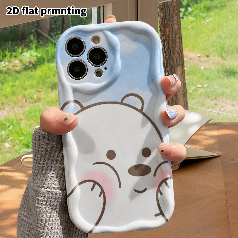 Phone case: 2D flat design suitable for iPhone 18 17 16 15 14 13 Pro protective case, white bear, perfect Christmas and Halloween holiday gift