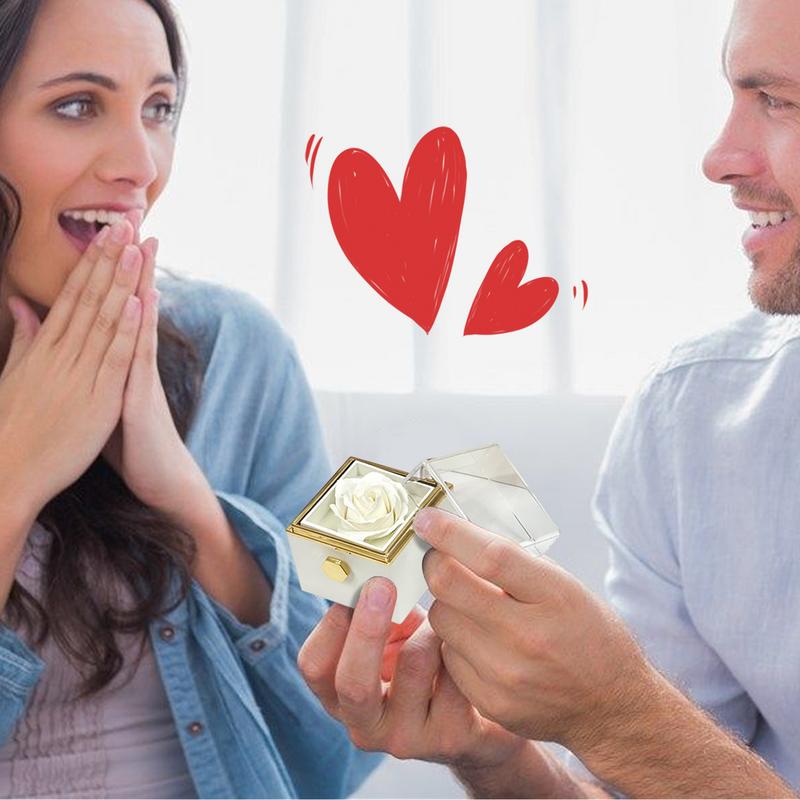 Коробочка для кольца с розой Вечная коробка для цветов Многофункциональная роскошная коробка для кольца с сохраненной розой для свадебного предложения, церемонии, Дня святого Валентина