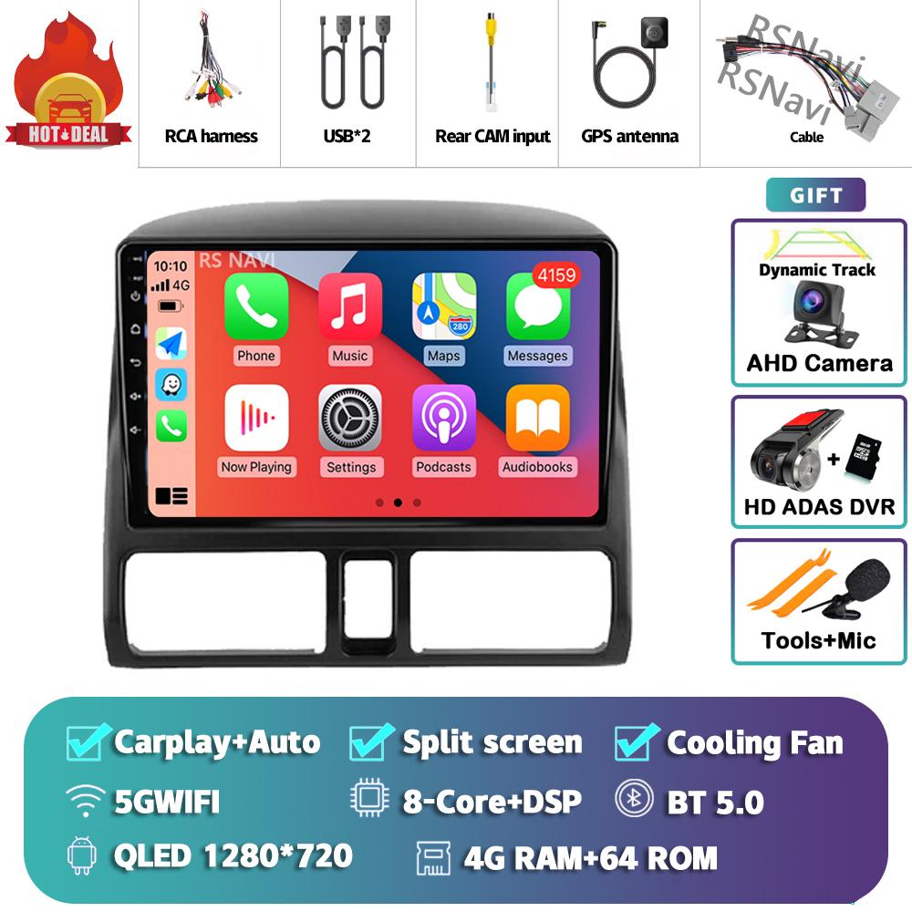 Android 14 Carplay 2DIN Car Radio Multimedia Video Player For Honda CR-V 2002 - 2005 Navigation GPS Stereo DSP 360 Camera DVD BT