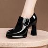 Мода 2025 Весна и Осень Новые Черные Повседневные Толстый Высокий Каблук Одинарные Туфли Женские Боковая Молния Круглый Носок Платформа Туфли Женская Обувь