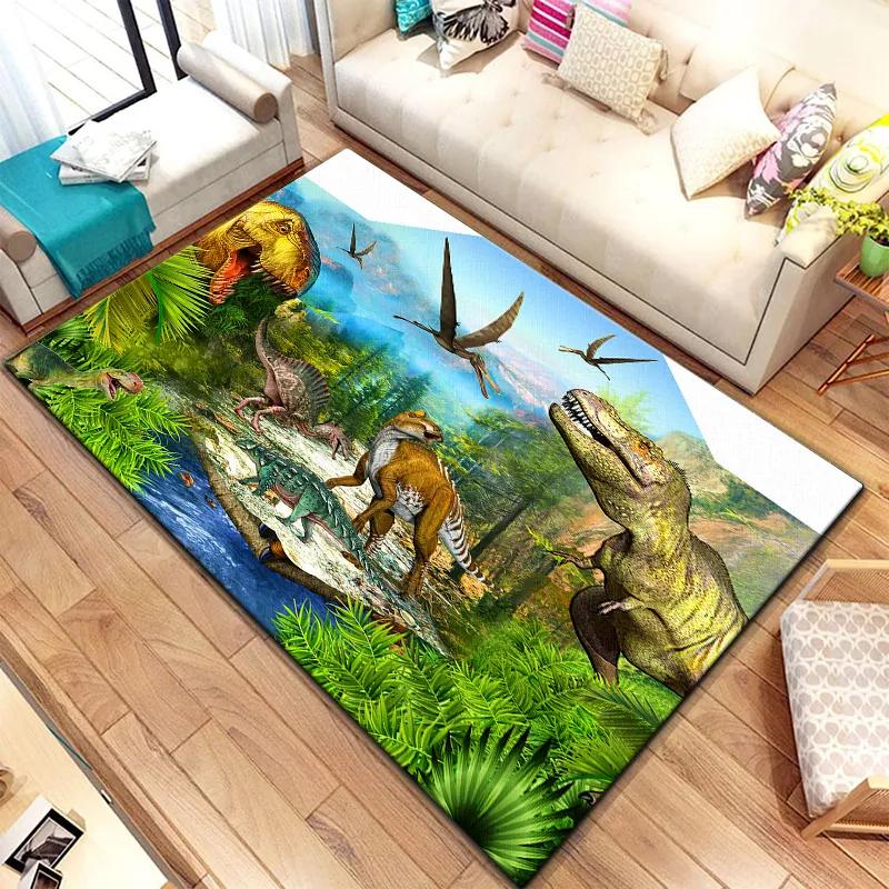 3D Ковер с принтом динозавров Юрского периода для гостиной, спальни, кухни, ванной комнаты, прихожей. Нескользящий придверный коврик, ковер, коврик для йоги