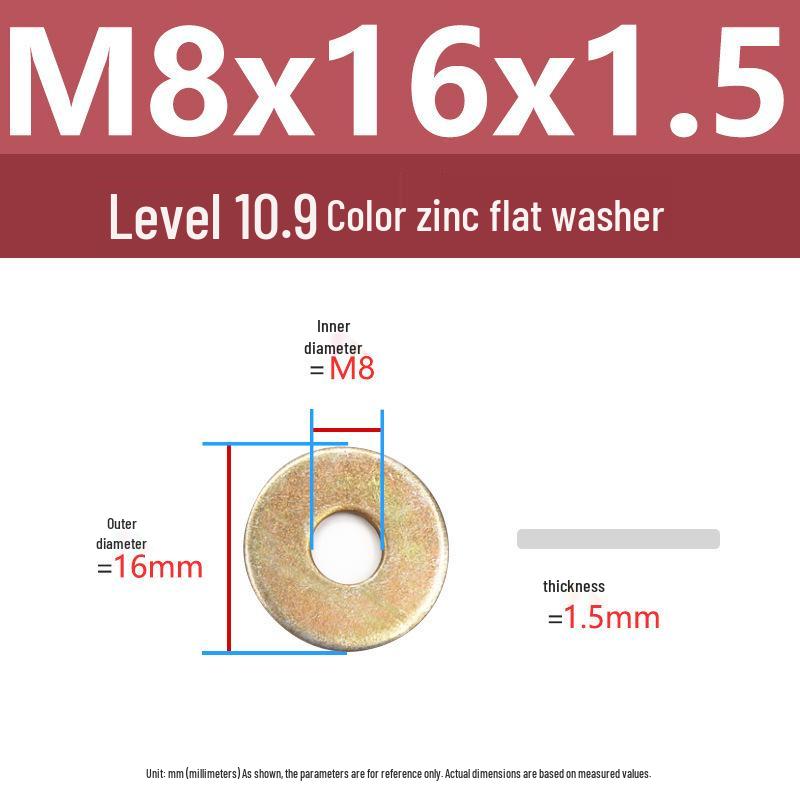 Yigu High-Strength Color Zinc Flat Washer: Enlarged & Thickened M6-M24 Screw Washer