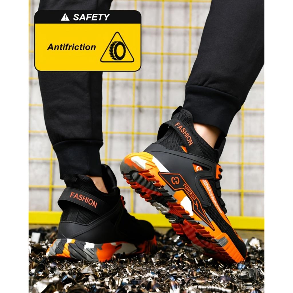 Мужская и женская модная защитная рабочая обувь, противоударный, удобный, дышащий тканевый верх, повседневная защита носка из стали на все времена года