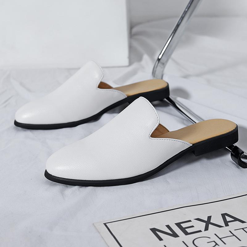 Новая Мода Мужские Полушлепанцы Лоферы Мужские Повседневные Белые Черные Лакированные Мюли Мокасины Дышащие Слипоны Обувь для Вождения