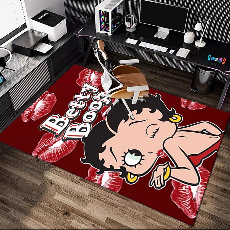 Betty Boop Print Area Rug, Multi-functional Office Chair Sofa Carpet, Easy Clean Carpet for Home and Living Spaces