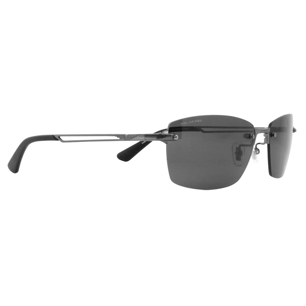 Police Sunglasses SPLG39J 627P 60 2023 Model WIND Two Point Borderless Square Titanium Polarized Lens Frame Matte Gunmetal Lens Gray Men's Color