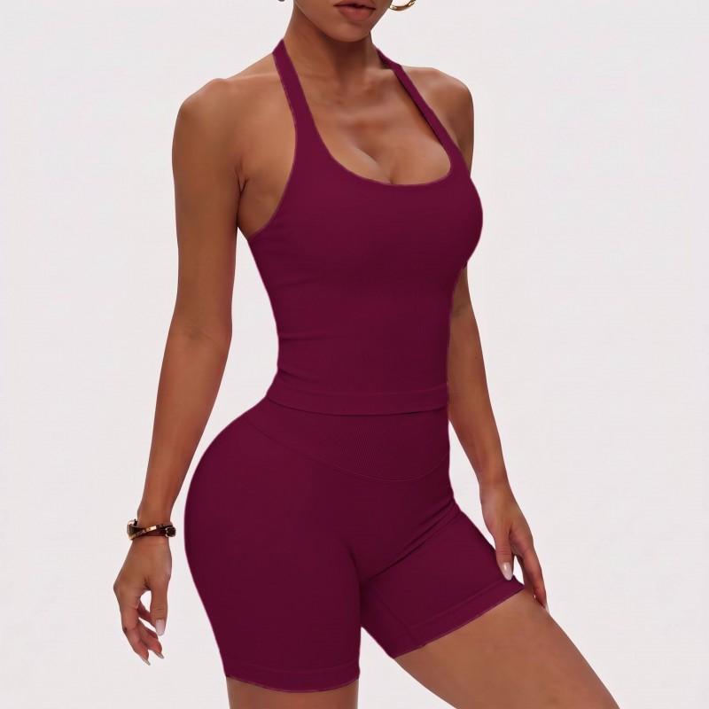 Womens Seamless Yoga Set With Built-in Bra Support High Elasticity Crop Top Leggings Fitness Activewear