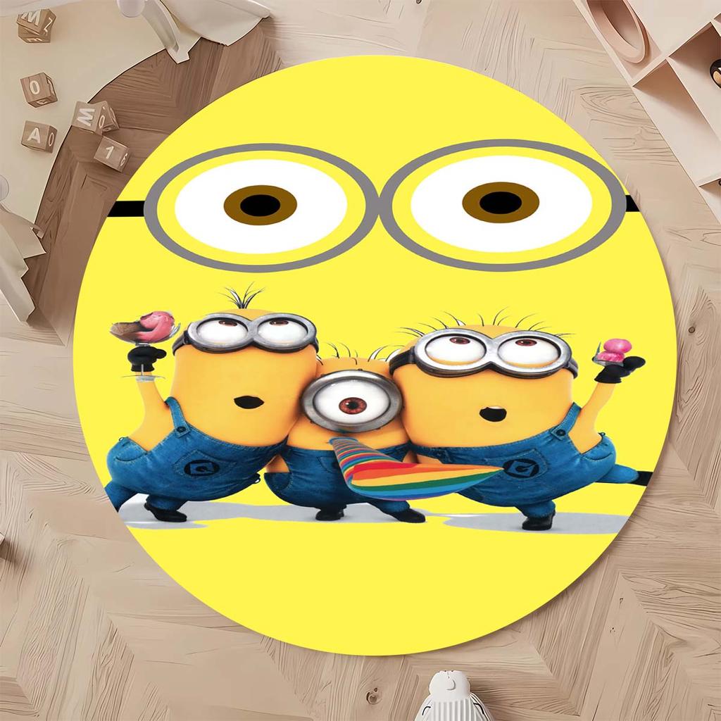 Classic Minions Circular Rug Lovely Character Pattern Round Floor Mat For Children Bedroom Living Room Home Decorative Carpet