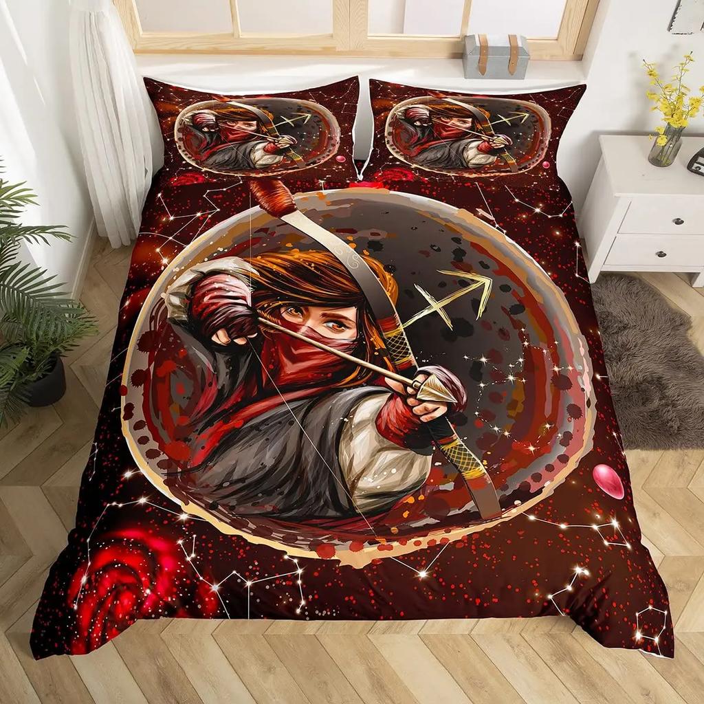 Twelve Constellation Duvet Cover Set Leo Comforter Cover Set Lion African Safari Animals Bedding Set Galaxy Tie Dye Quilt Covers