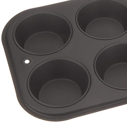 Tiger Crown Muffin Pan Set, Black, 190 x 273 x 30 mm, 6-pack, Steel, Silicone Resin Coating, Heat Resistant up to 250°C, Item No. 5068