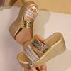 Fashion Sexy Ladies Chunky Platform Leopard Sandals Women Super High Heels Wedges Summer Shoes Woman Crystal Straps Gold Sandalias Mujer