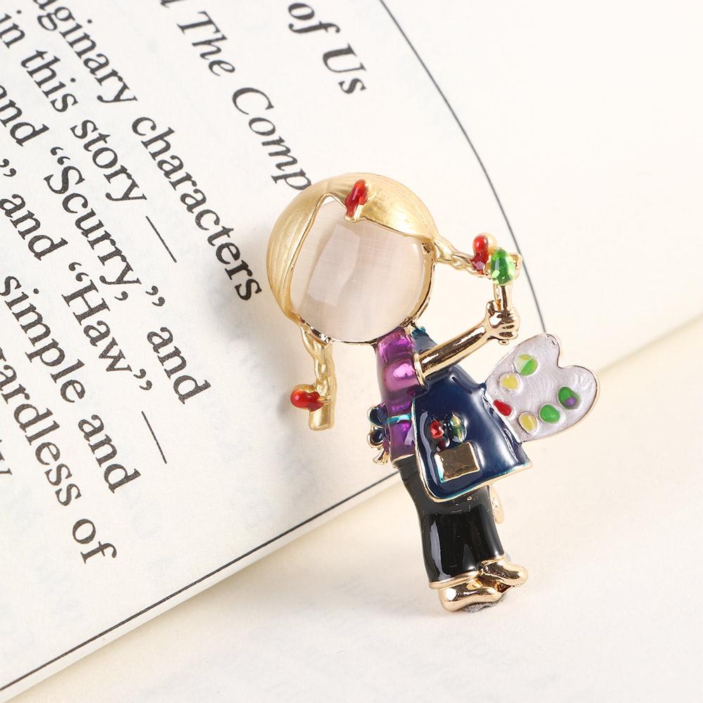 Funny Painting Girl Watermelon Girl Fashion Jewelry Collar Accessories Brooch Pin Suit Scarf Clip