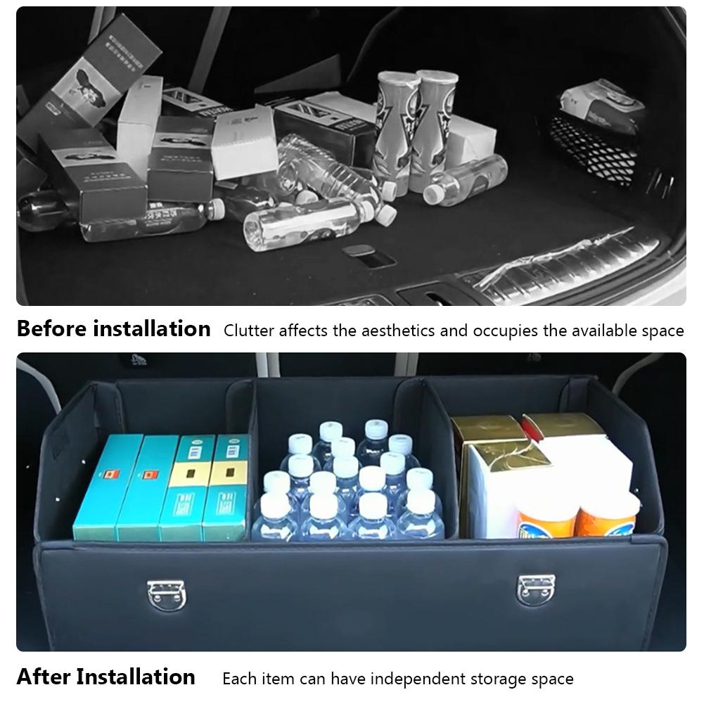 Car Trunk Organizer Box Large Capacity Auto Multiuse Tools Foldable Storage Bag Stowing/Tidying Leather for Emergency Accessar