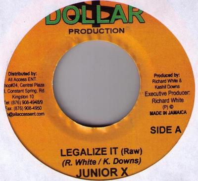 7-дюймовая пластинка JUNIOR X - Legalize It NONE Dollar Producti 2006 Ямайка Регги, Ска и Даб Б/у