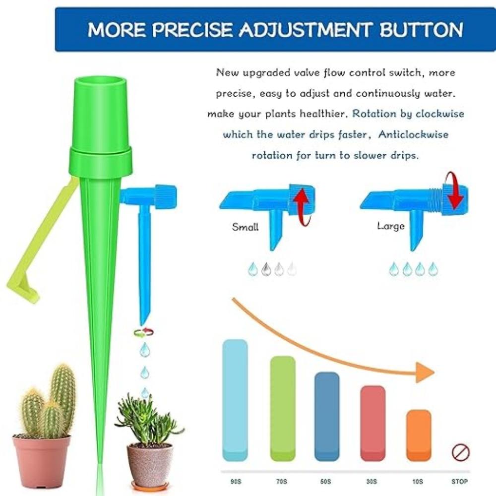 12 шт. Самополивающиеся шипы: Регулируемая скорость капельного полива для комнатных растений и шариков Leca — идеально подходит для полива растений во время вашего отсутствия, подходит для большинства бутылок