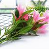 Garden 6 Heads Floral Real Looking Wedding Artificial Flower Faux Lilies Bouquet Branch Fake Plant