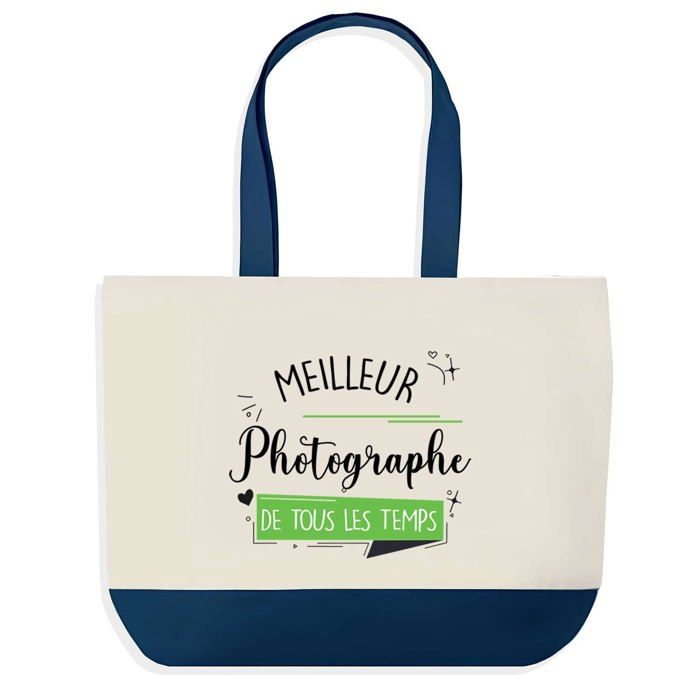 Tote bag - PLANETEE - Meilleur Photographe de tous les temps - fond bleu - coton - 40 x 45 cm