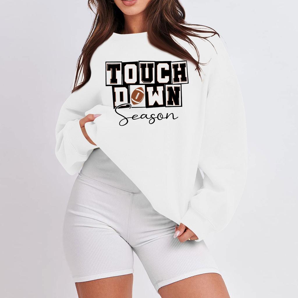 Женская повседневная мода с длинным рукавом и принтом, с круглым вырезом, свободная толстовка