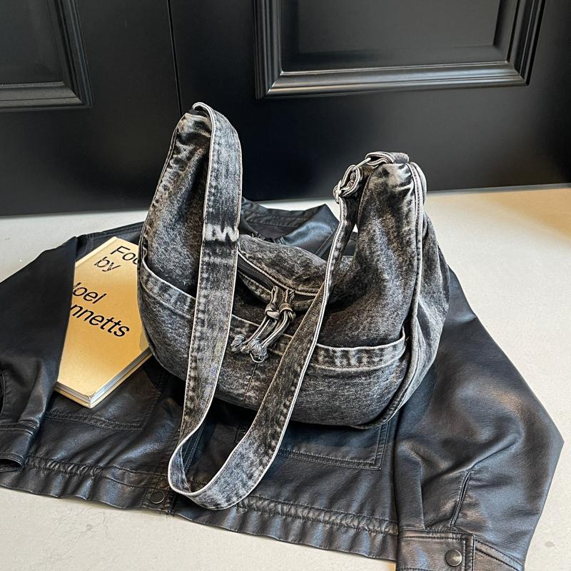 Сумка через плечо из денима с застежкой-молнией, высокоэстетичная, мягкая и универсальная сумка через плечо для поездок на работу, новая