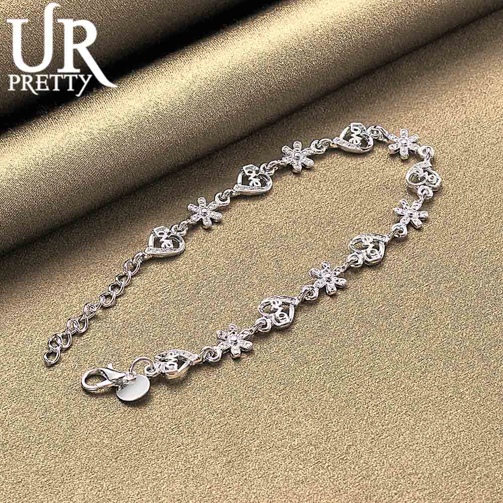 Браслет в форме цветка из стерлингового серебра 925 пробы с цирконием AAA, модные свадебные украшения