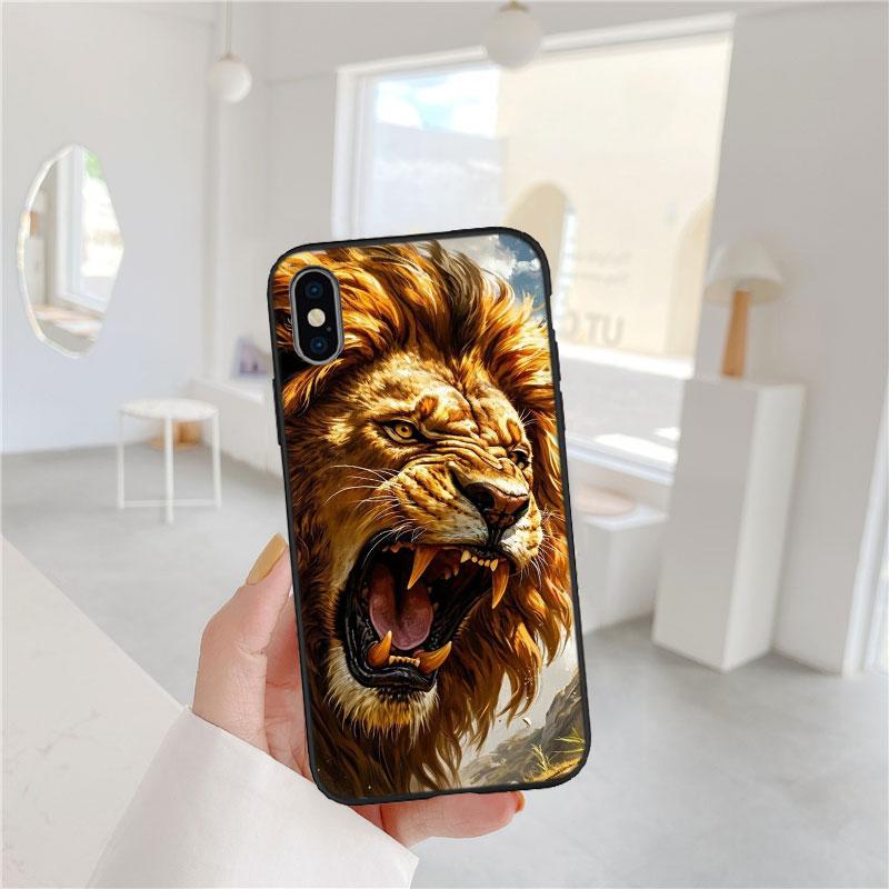 FM3 Животное Волк Тигр Лев Мягкий Чехол для Телефона для iPhone 16 15 14 13 12 Pro Max Plus Mini